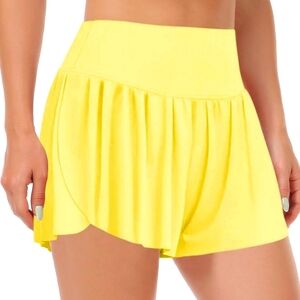 Risscan yellow athletic workout shorts with pocket